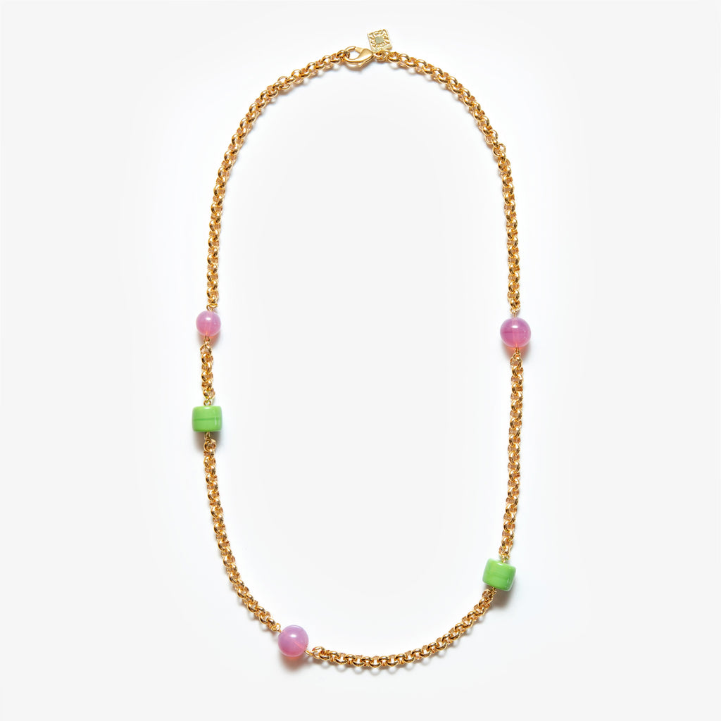 Aglagla | Necklace Chain Lungo Pink Green