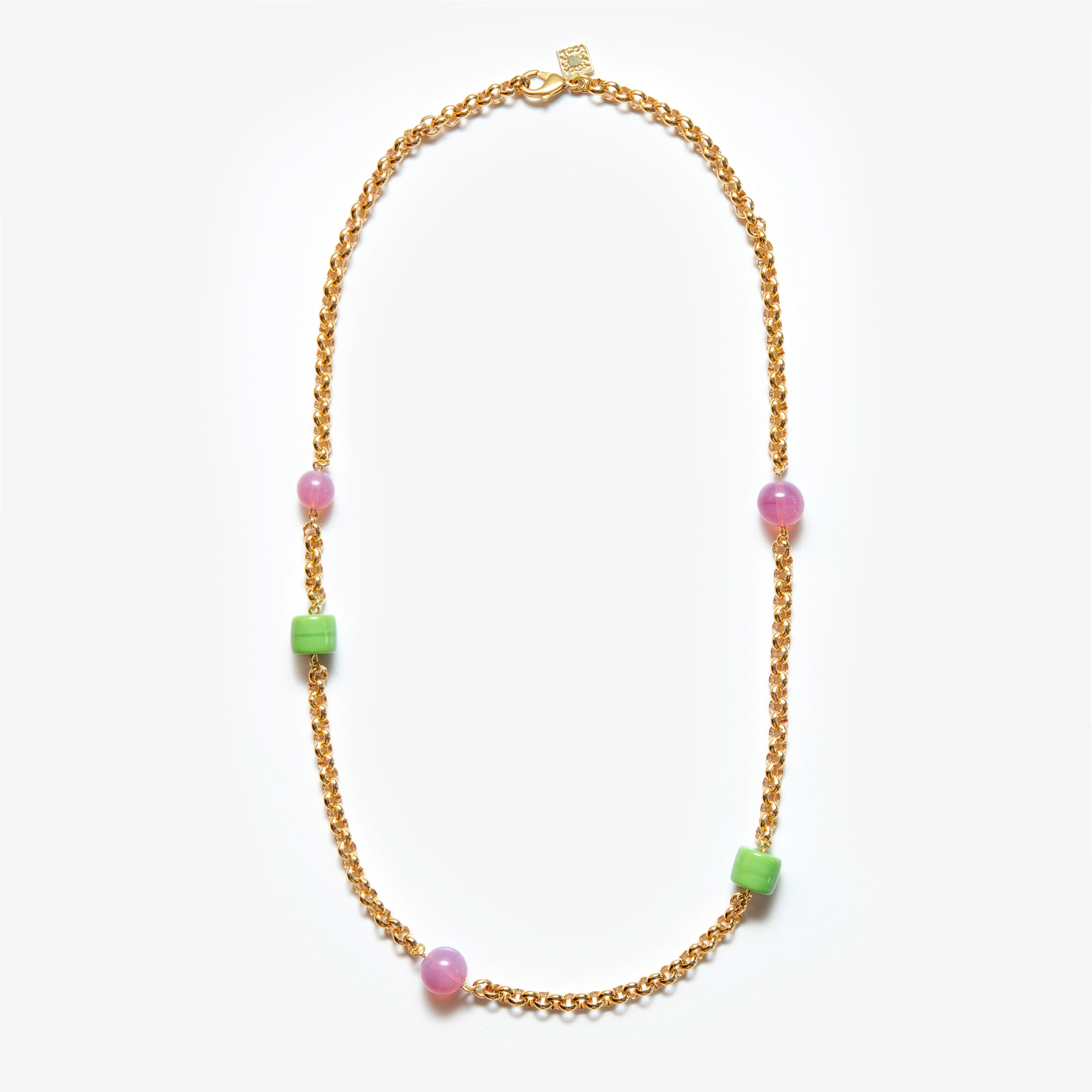 Aglagla | Necklace Chain Lungo Pink Green