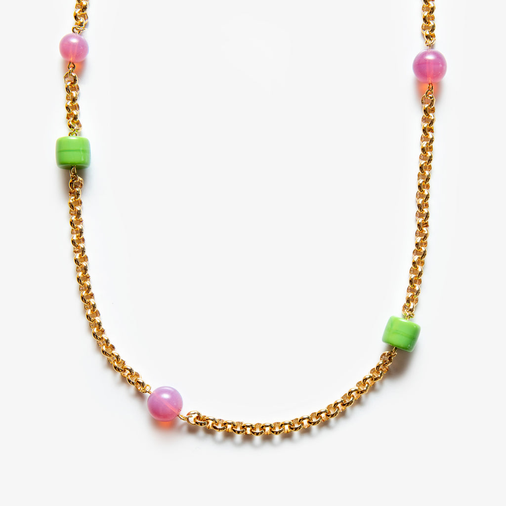 Aglagla | Necklace Chain Lungo Pink Green