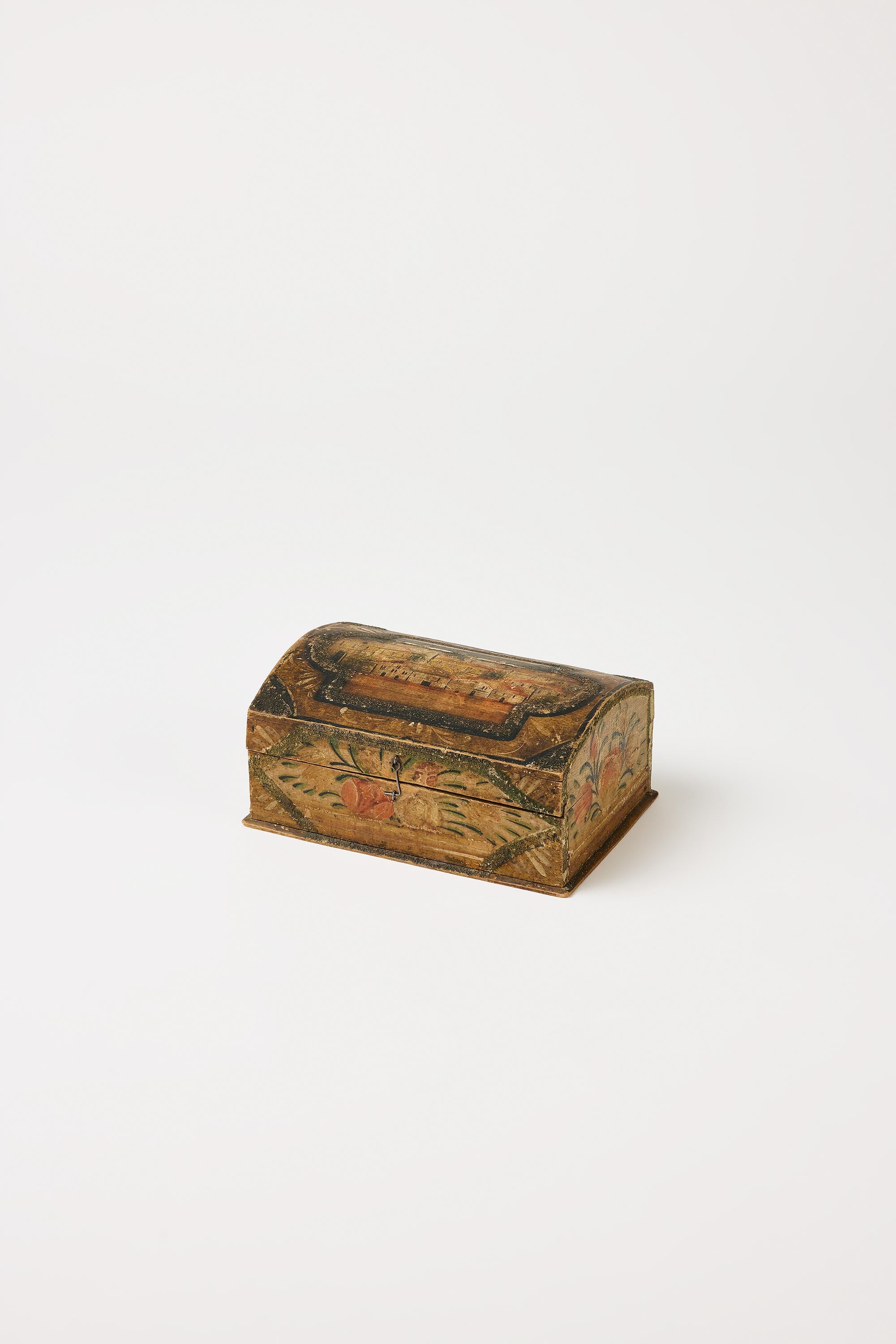 Alpine Folk Objects |   Jewelry Box with Houses and Flowers – mid 19th C.