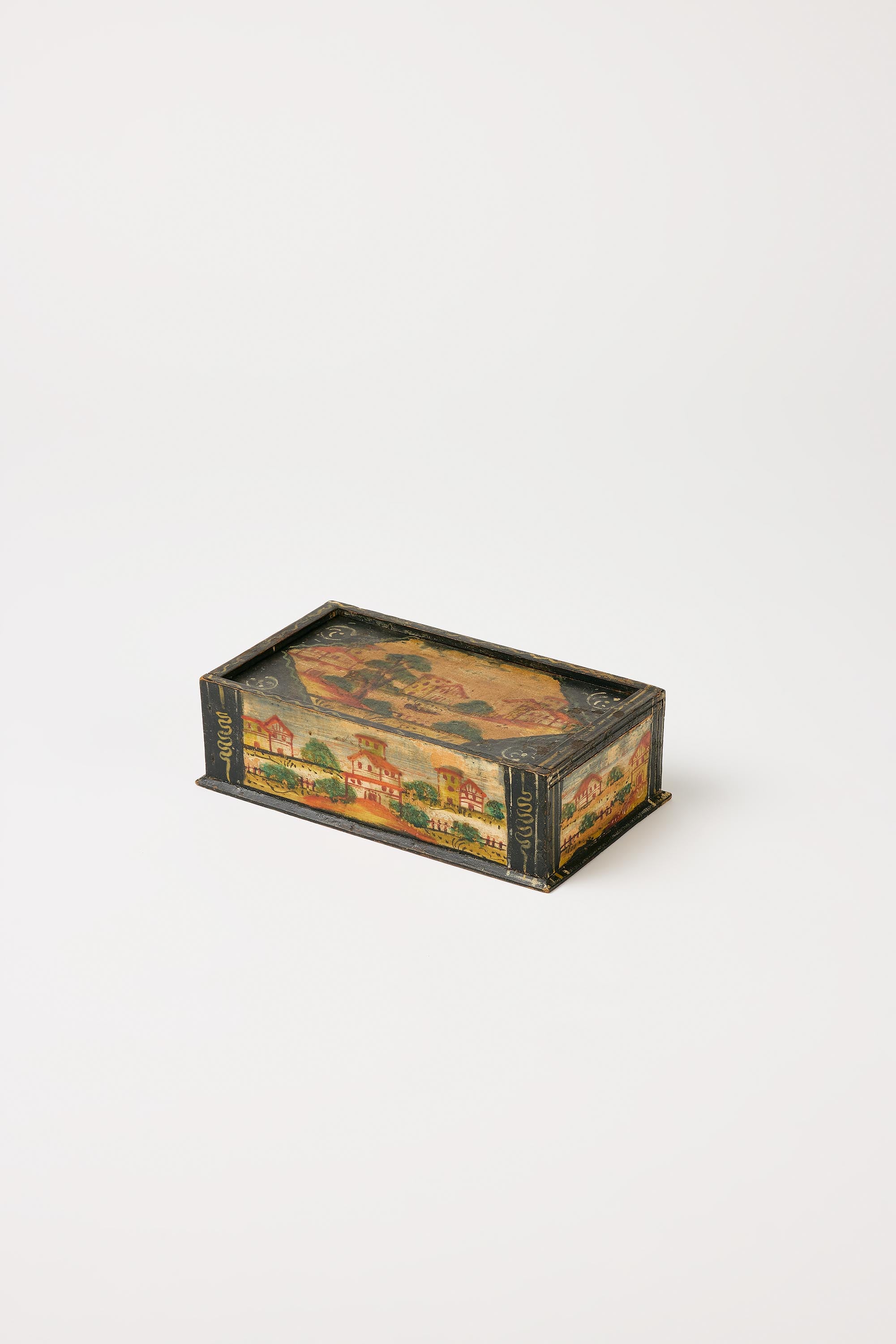 Alpine Folk Objects |  Jewelry Box with Houses and Trees – mid 19th C.