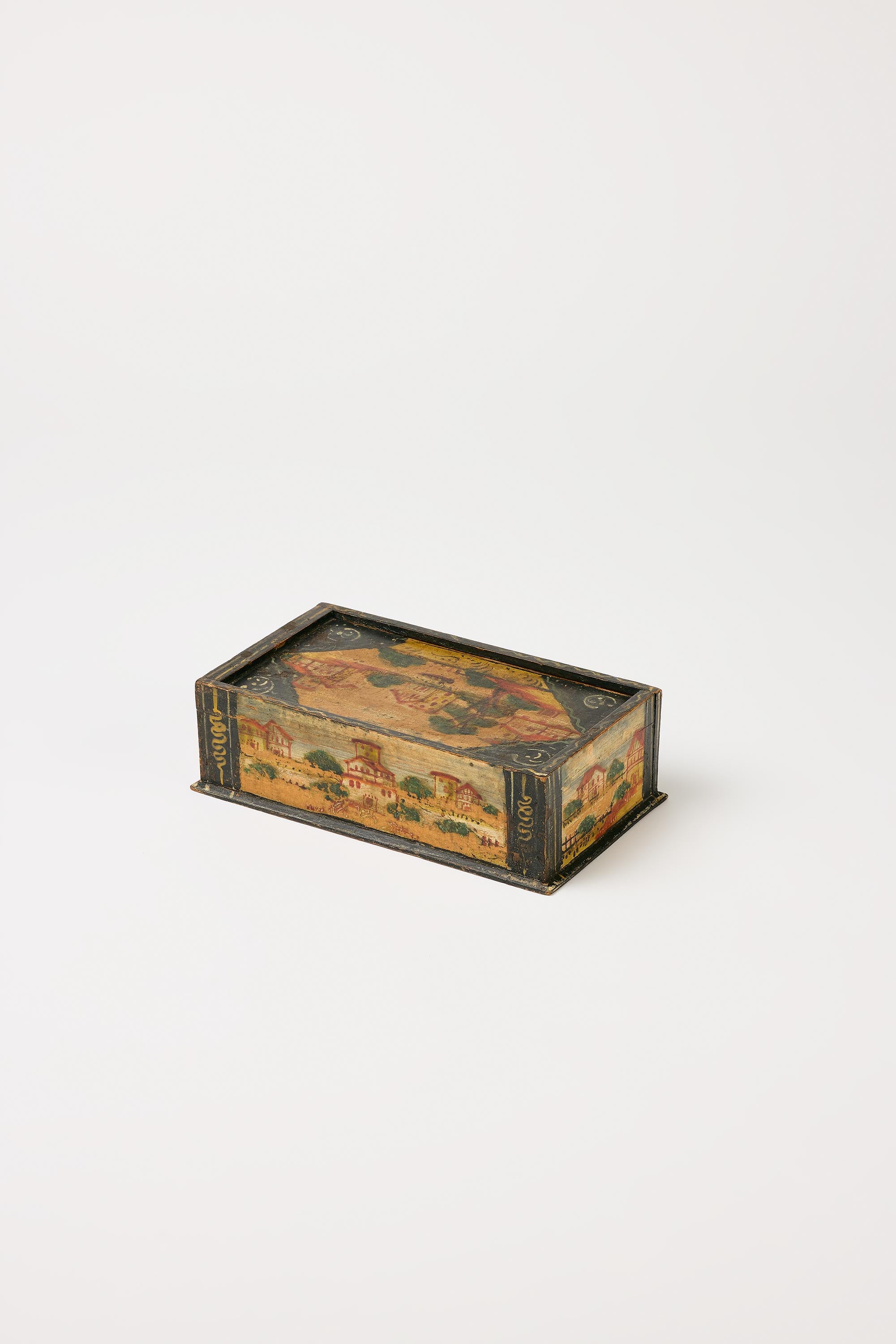 Alpine Folk Objects |  Jewelry Box with Houses and Trees – mid 19th C.