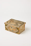 Alpine Folk Objects |  Large Jewelry Box with Flowers Bird and Proverb – early 19th C.