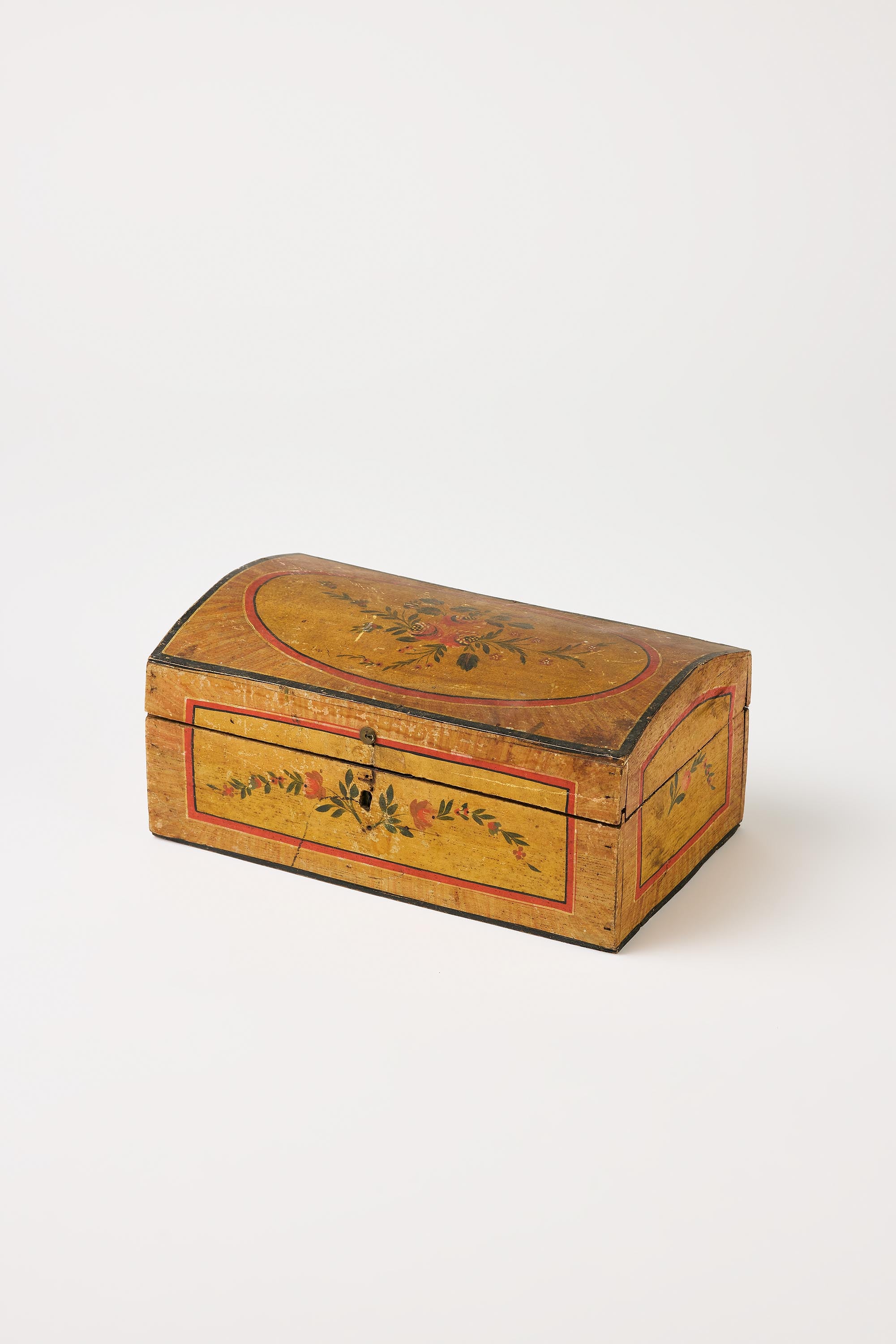 Alpine Folk Objects | Ochre Biedermeier Jewelry Box – mid 19th C.