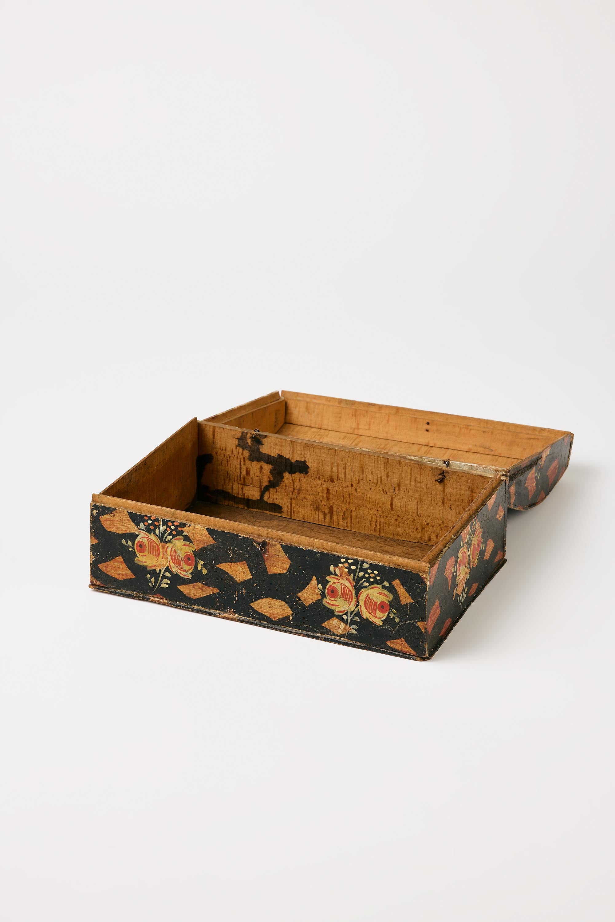 Alpine Folk Objects | Stencil Jewelry Box with Roses and Lacing