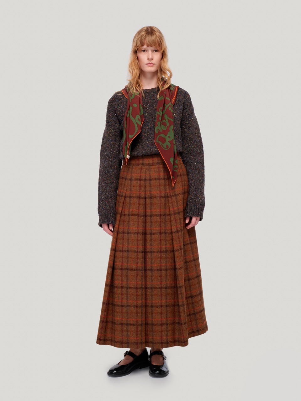 enSoie | Amalia long Tweed Skirt redkite check