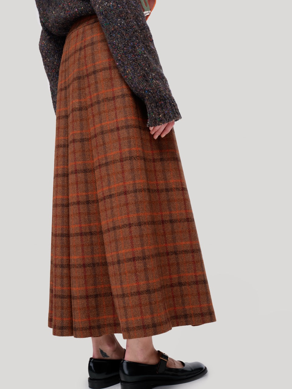 enSoie | Amalia long Tweed Skirt redkite check