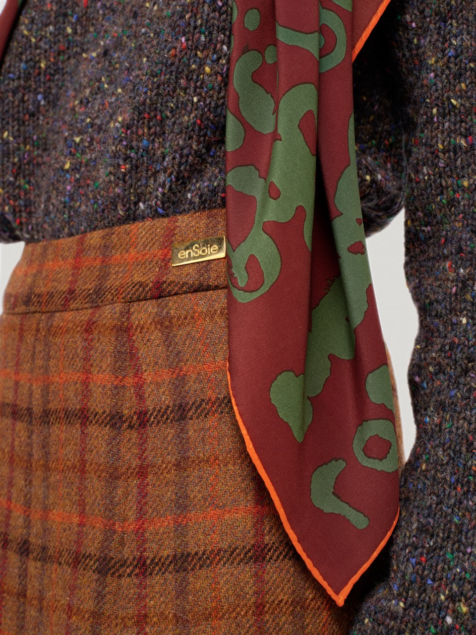 enSoie | Amalia long Tweed Skirt redkite check