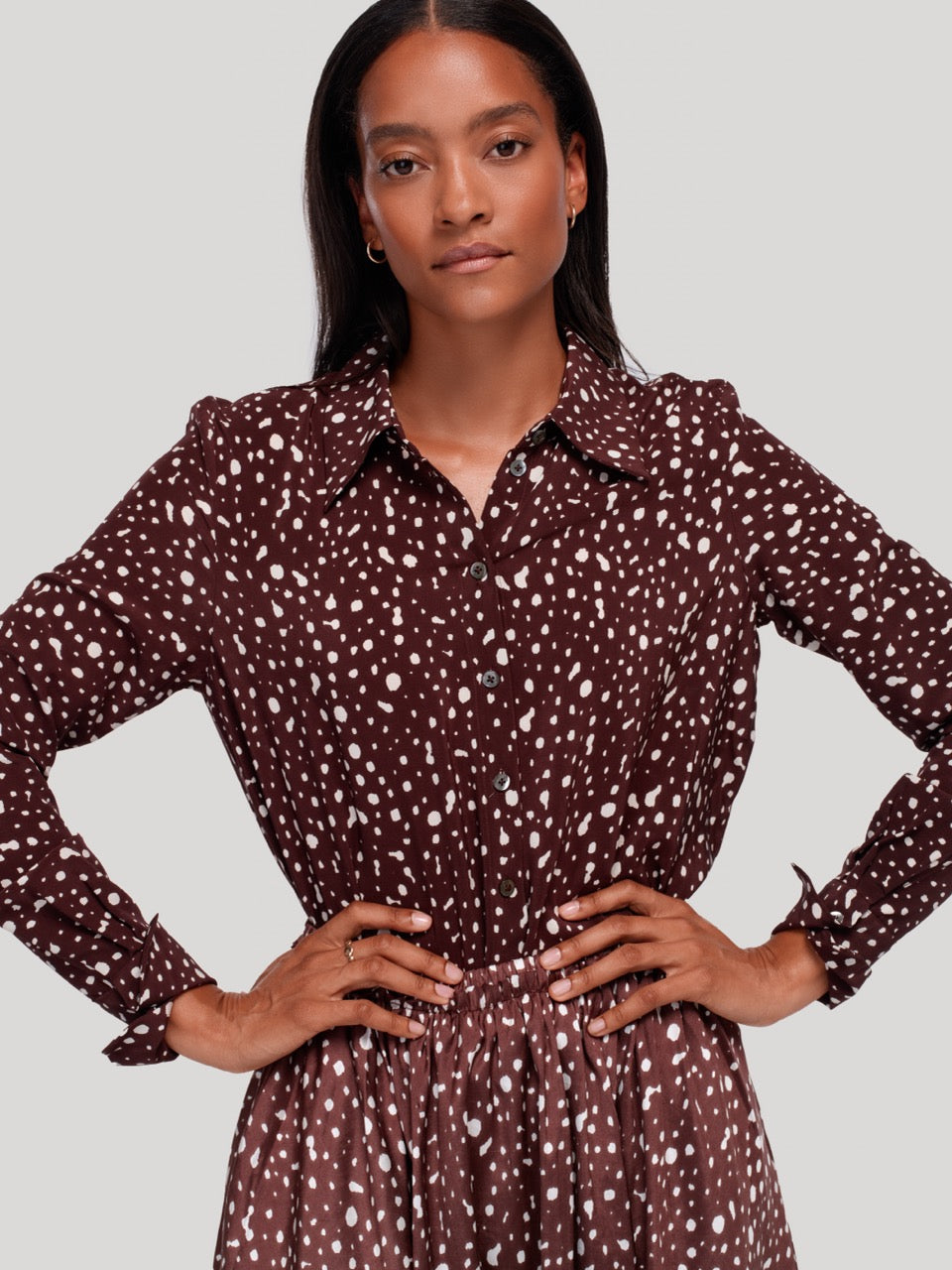 enSoie | Berta Skirt Doupion Bambi Print Brown