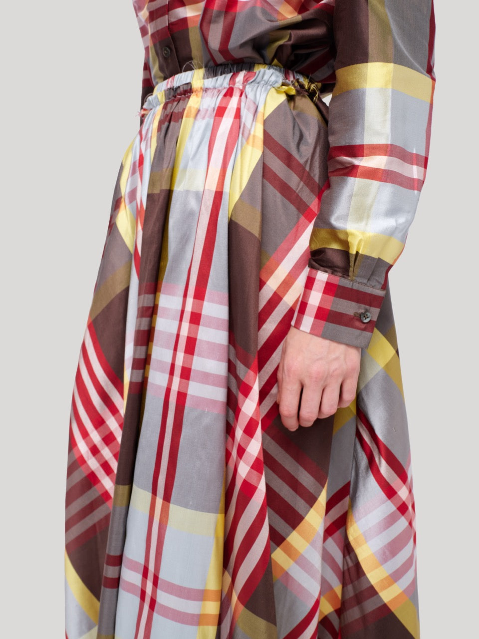 enSoie | Berta Skirt Doupion rosefinch check