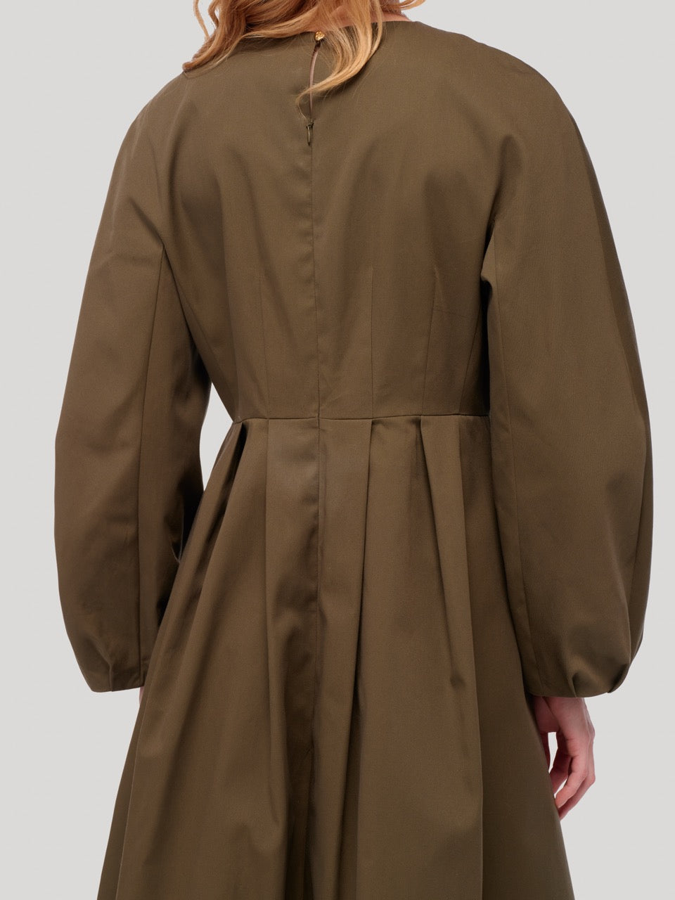 enSoie | Beth Dress Cotton Twill Khaki Brown