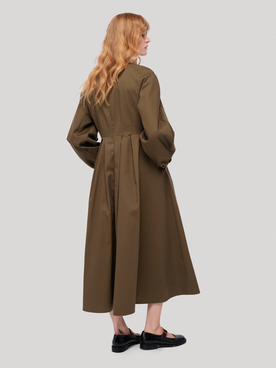 enSoie | Beth Dress Cotton Twill Khaki Brown