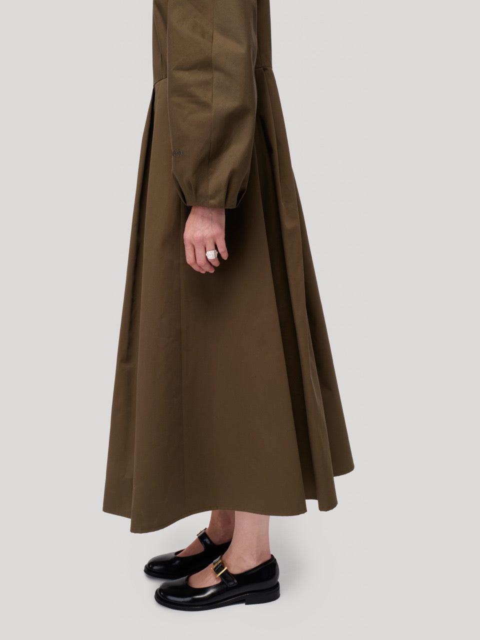 enSoie | Beth Dress Cotton Twill Khaki Brown