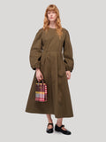 enSoie | Beth Dress Cotton Twill Khaki Brown