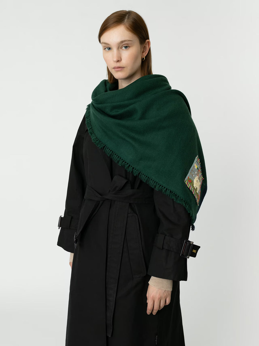 enSoie | Blia Cashmere Stole  | Forest Green