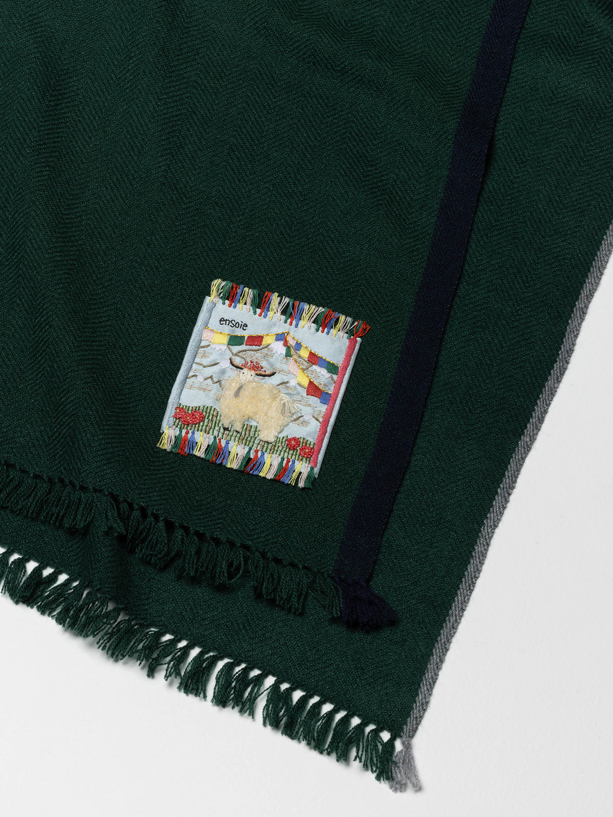 enSoie | Blia Cashmere Stole  | Forest Green