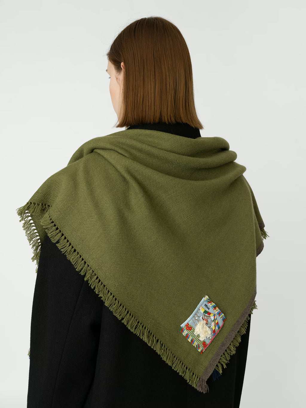 enSoie | Blia Cashmere Stole  | Moss Green