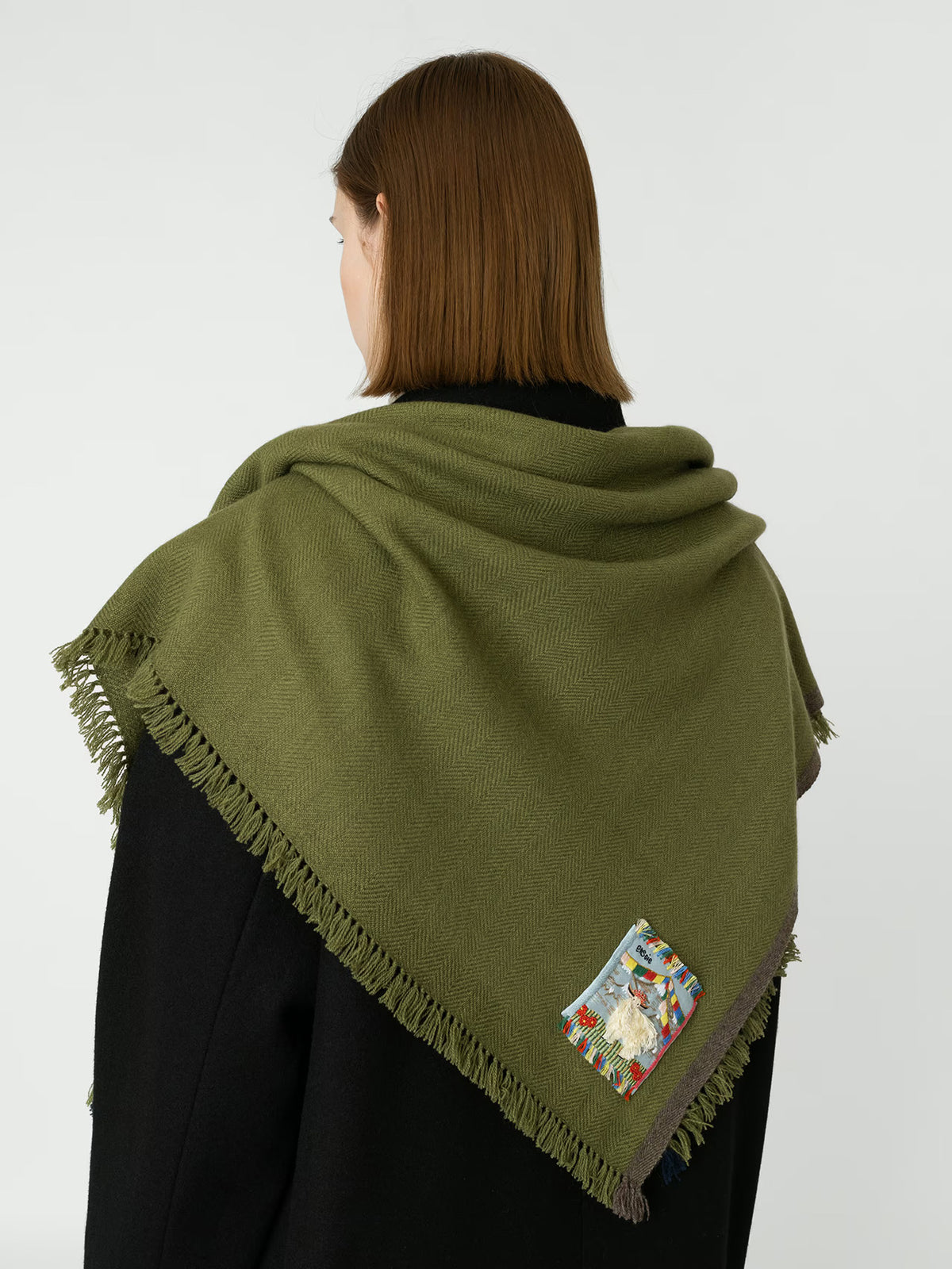 enSoie | Blia Cashmere Stole  | Moss Green