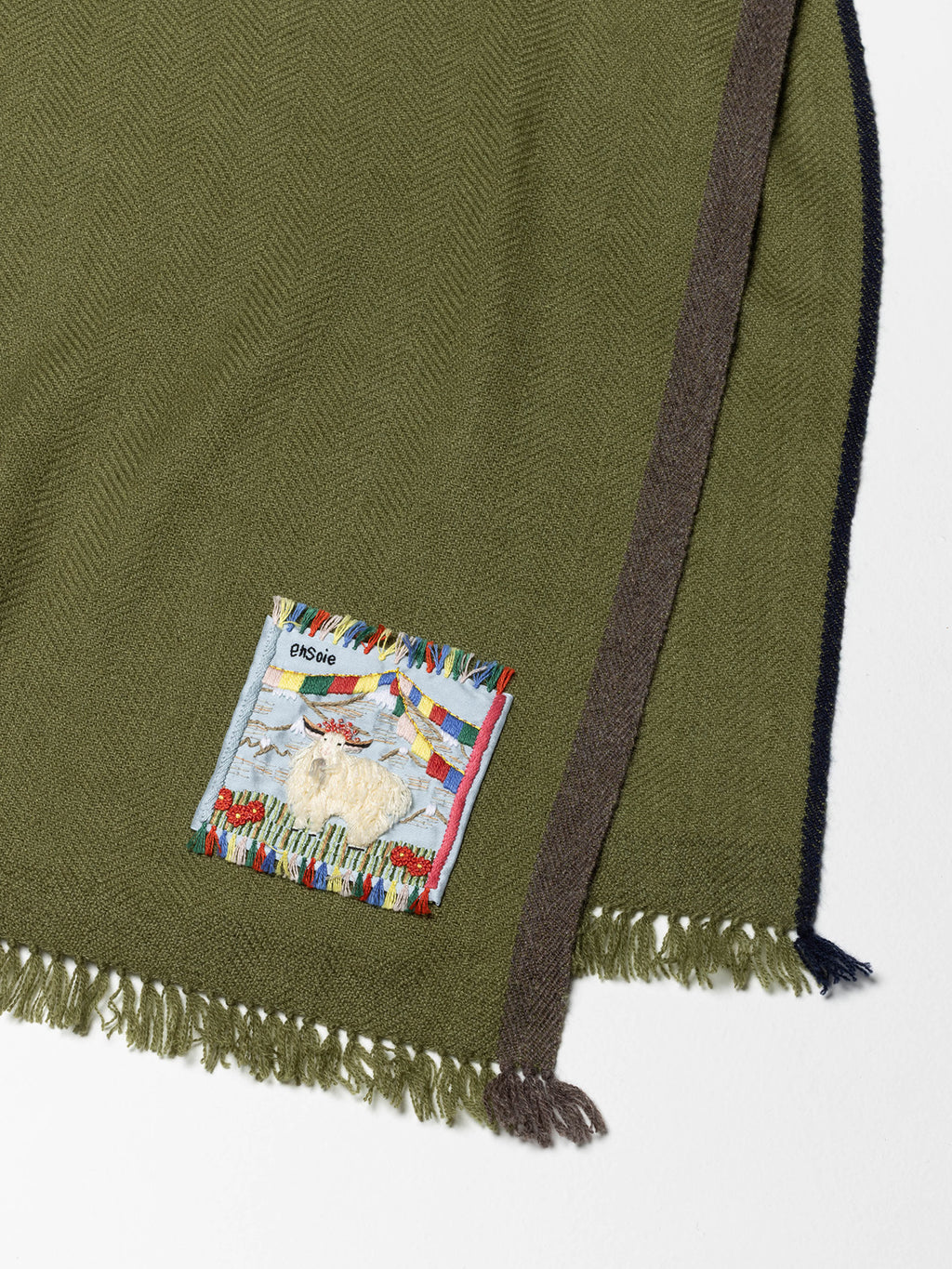 enSoie | Blia Cashmere Stole  | Moss Green