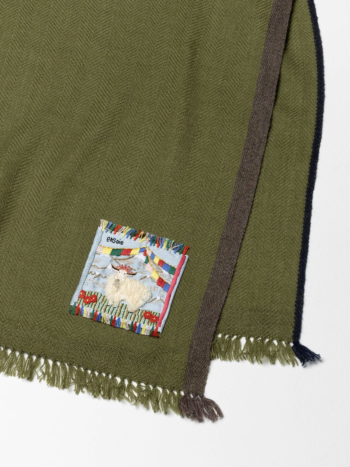 enSoie | Blia Cashmere Stole  | Moss Green