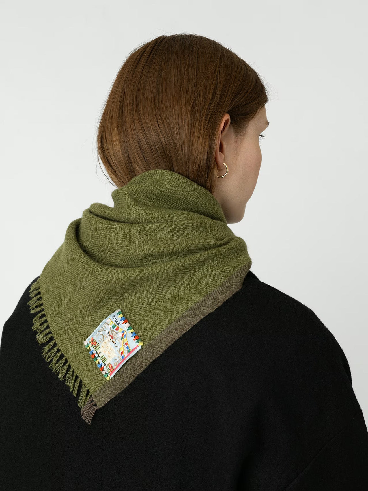 enSoie | Blia Cashmere Stole  | Moss Green