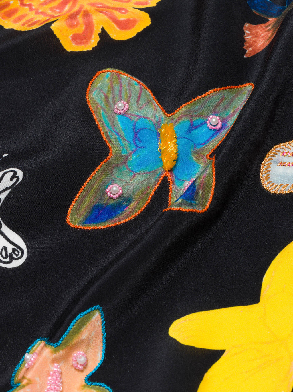 enSoie | Carré foulard 65, Butterfly print, Black