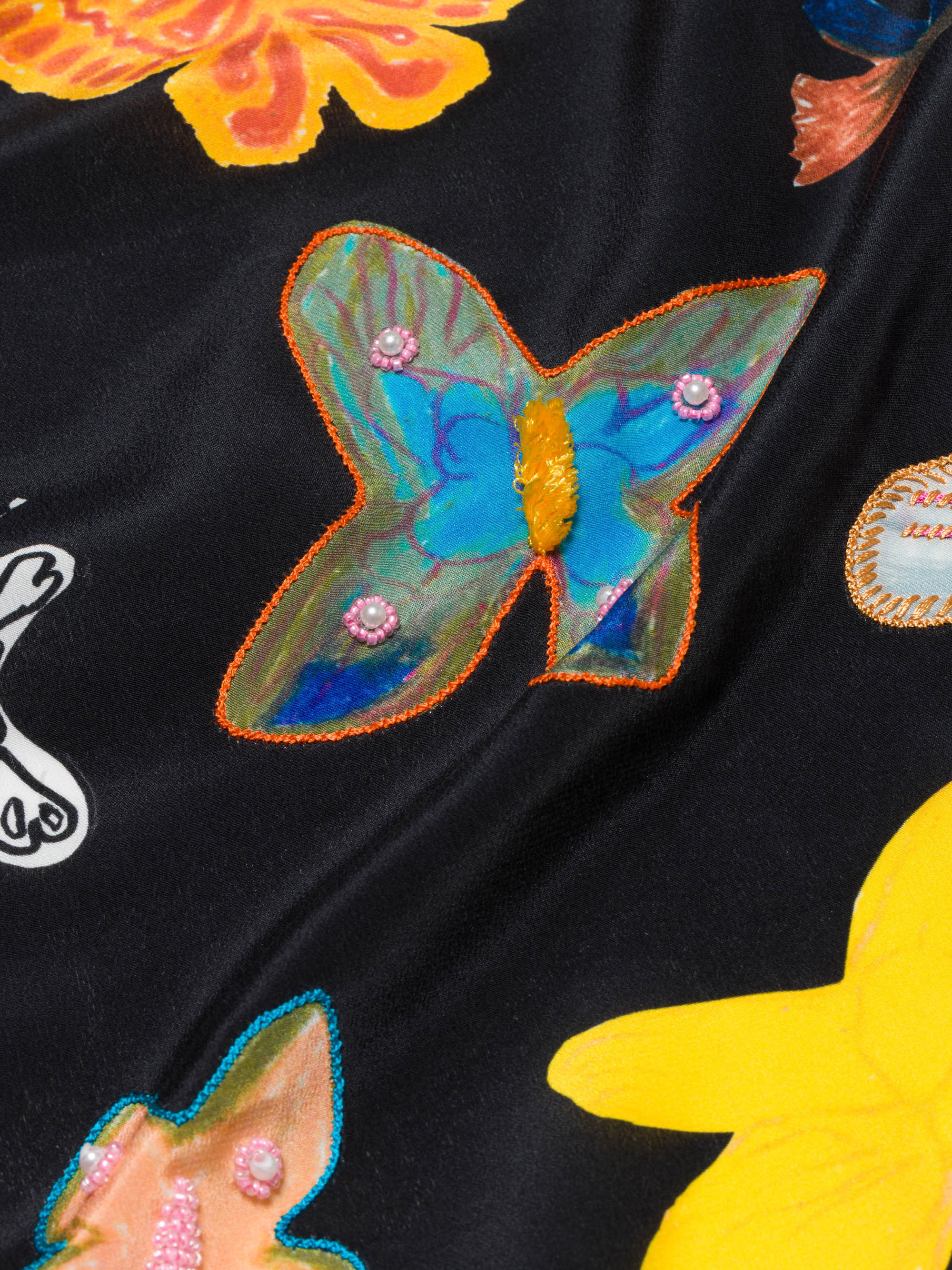 enSoie | Carré foulard 65, Butterfly print, Black