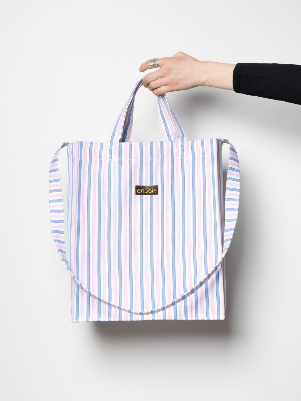 enSoie | Cabas Bag – Cotton canvas – Oxford Stripes
