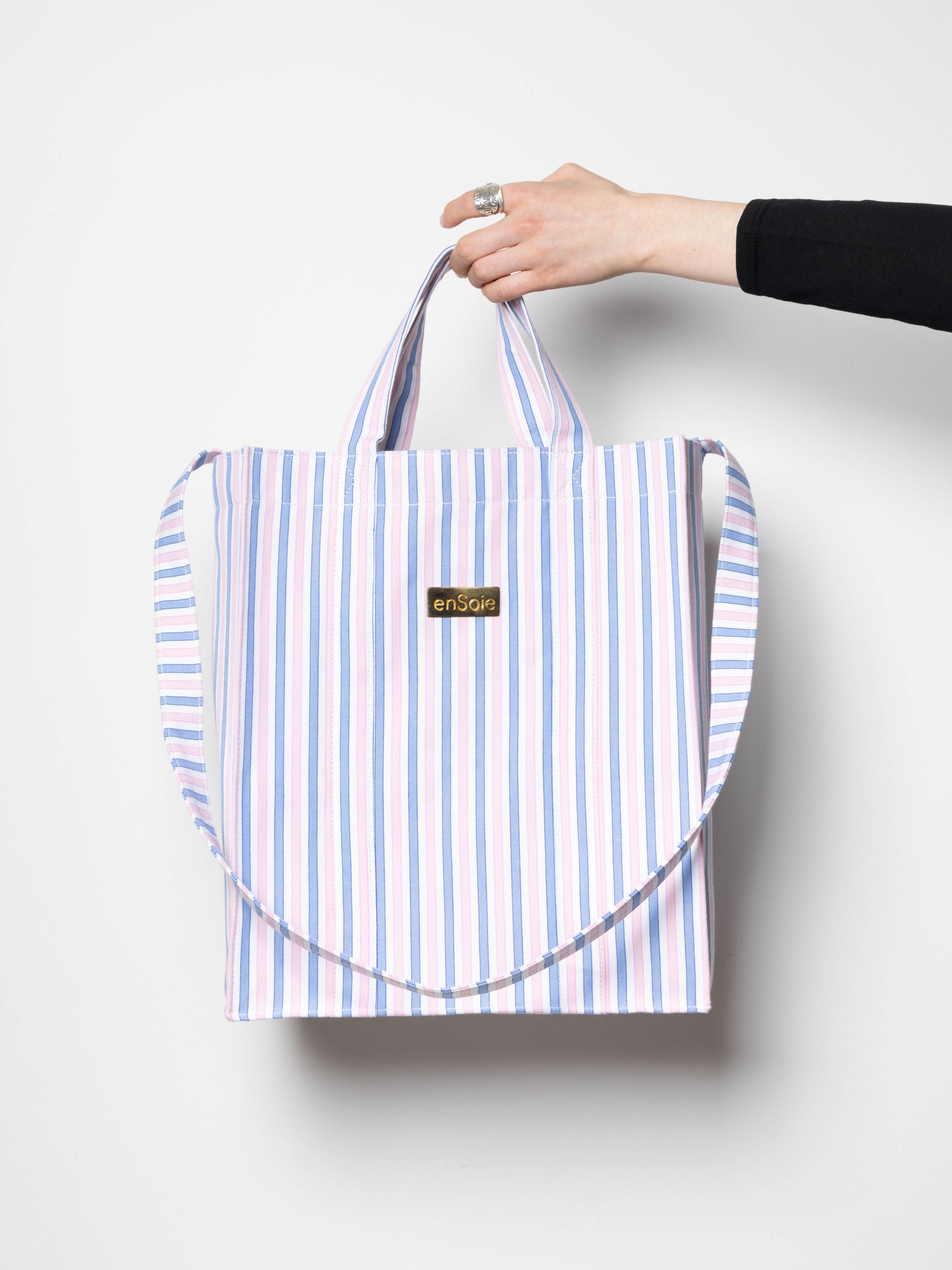 enSoie | Cabas Bag – Cotton canvas – Oxford Stripes