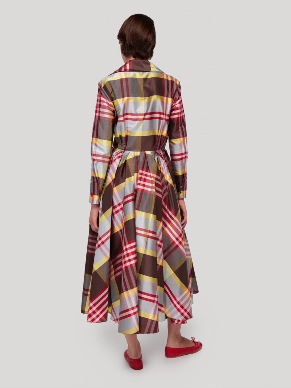 enSoie | Delphine Doupion Dress rosefinch check