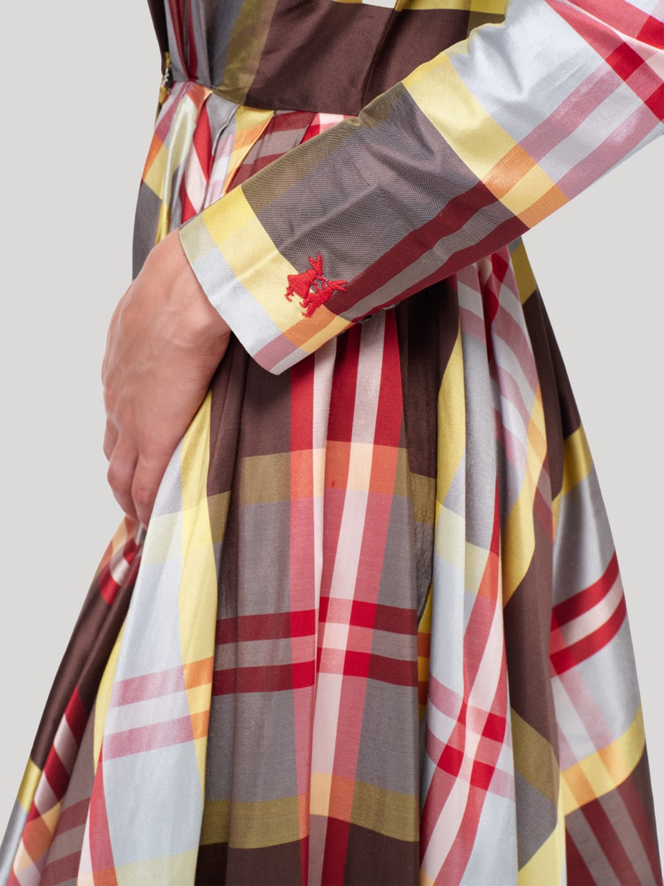 enSoie | Delphine Doupion Dress rosefinch check
