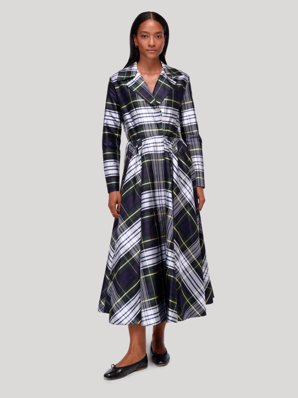 enSoie | Delphine Doupion Dress woodpecker check