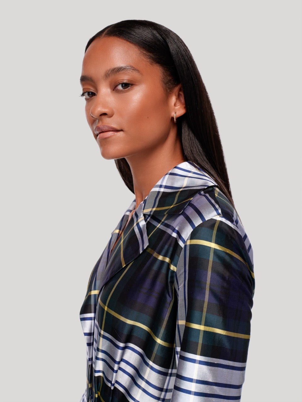 enSoie | Delphine Doupion Dress woodpecker check
