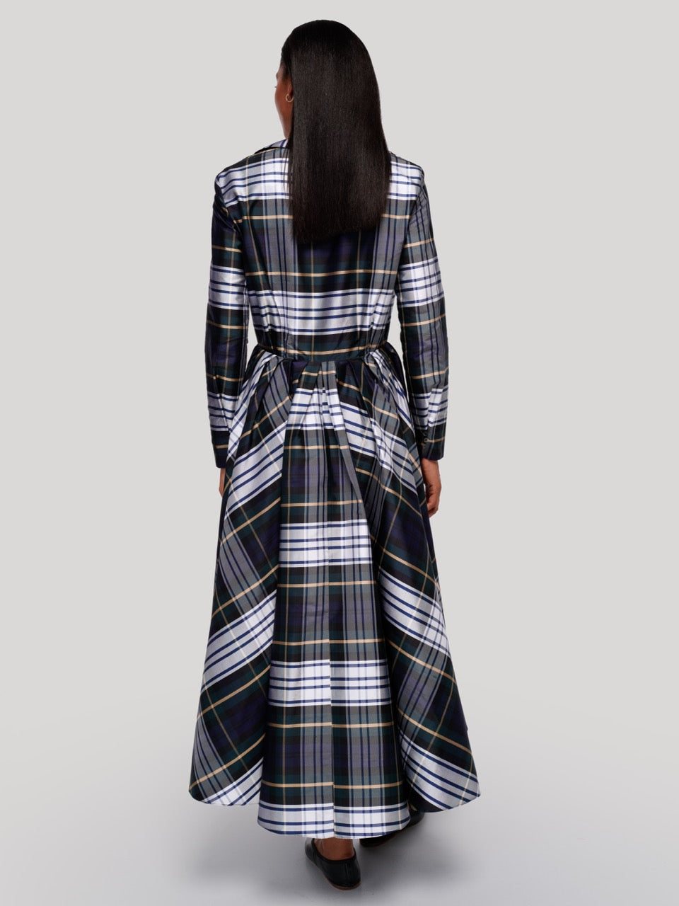 enSoie | Delphine Doupion Dress woodpecker check