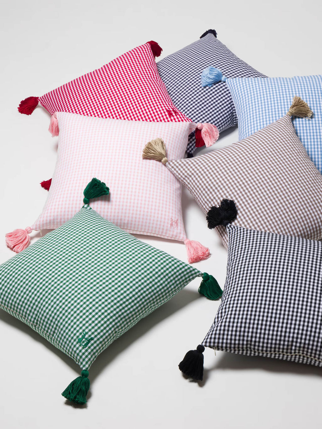 enSoie | Mila pillow cover 45 Vichy Tassels