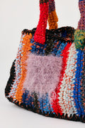 Flaka Jahaj | Njomza - Striped crochet bag (black / dusty pink)