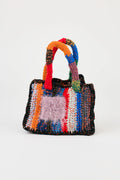 Flaka Jahaj | Njomza - Striped crochet bag (black / dusty pink)