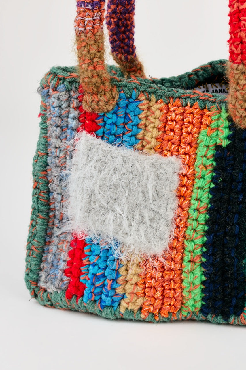 Flaka Jahaj | Njomza - Striped crochet bag (mint / light grey)