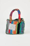 Flaka Jahaj | Njomza - Striped crochet bag (mint / light grey)