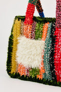 Flaka Jahaj | Njomza - Striped crochet bag (moss green / beige)