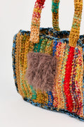 Flaka Jahaj | Njomza - Striped crochet bag (ocher / sandstone)