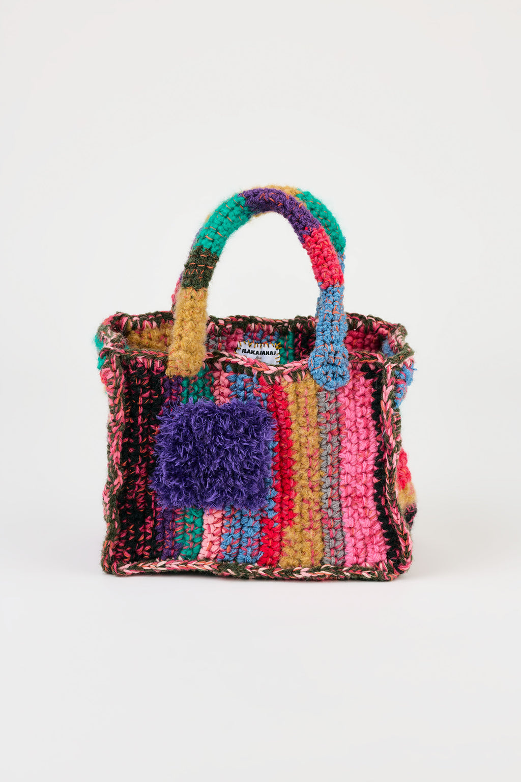 Flaka Jahaj | Njomza - Striped crochet bag (pink / lilac)