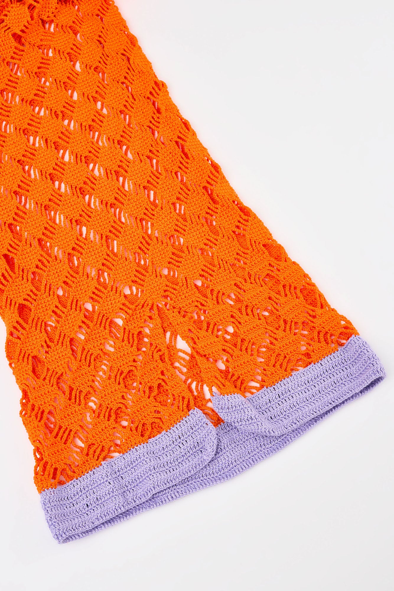 Flaka Jahaj / Studio Passenger | Afërdita - Hand crocheted Dress (Orange with Purple Hem)