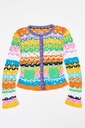 Flaka Jahaj / Studio Passenger | Besa - Striped crochet bias cardigan with matching buttons