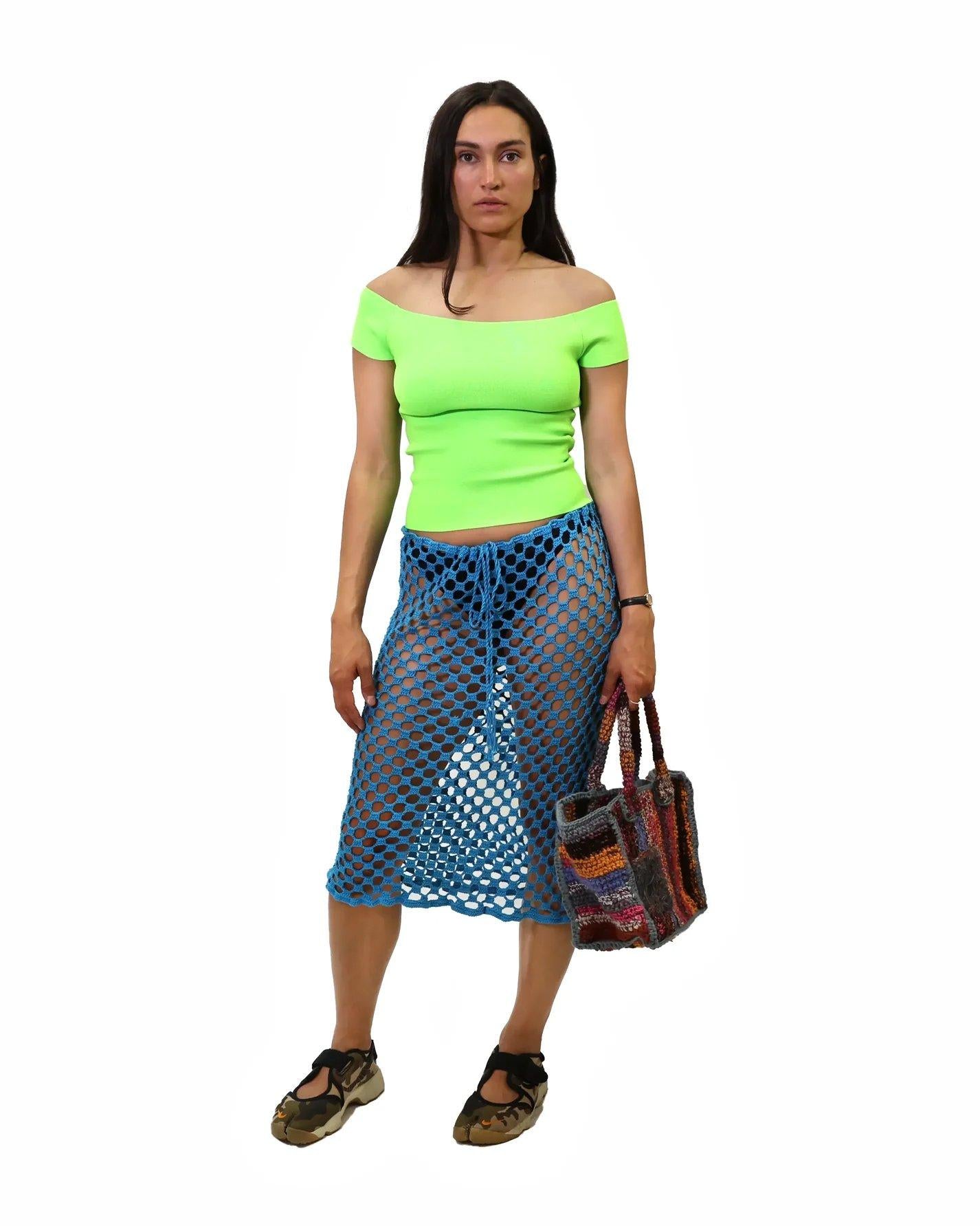 Flaka Jahaj / Studio Passenger | Era - Honeycomb crochet skirt red with drawstrings