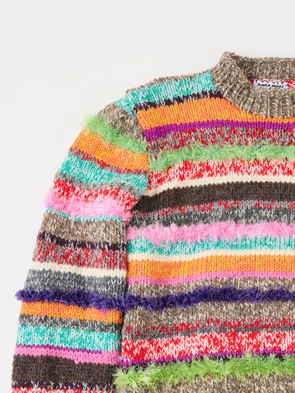 Flaka Jahaj / Studio Passenger | Flaka Jahaj – Valbona – Hand knitted Wool Jumper (Brown-green-pink)