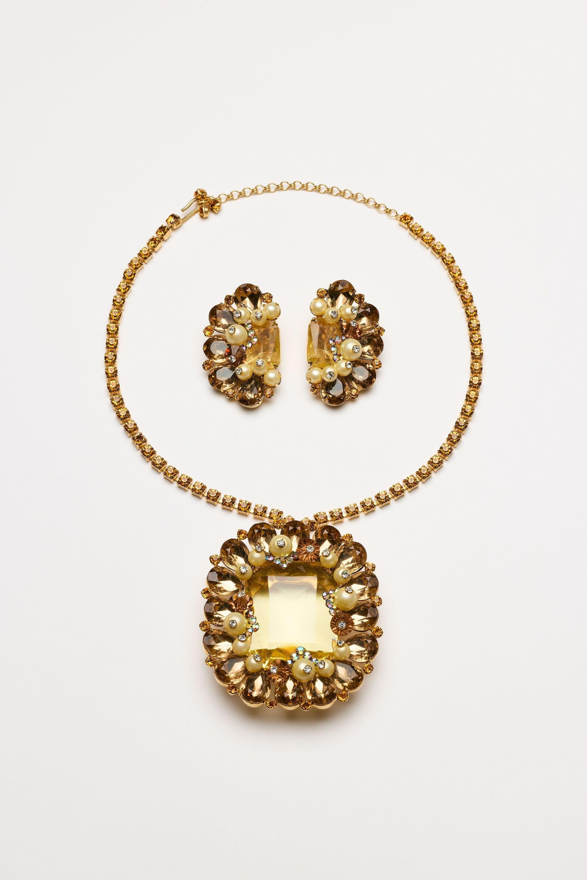 Vintage Costume Jewelry | Alice Caviness – Set Necklace and Earclips