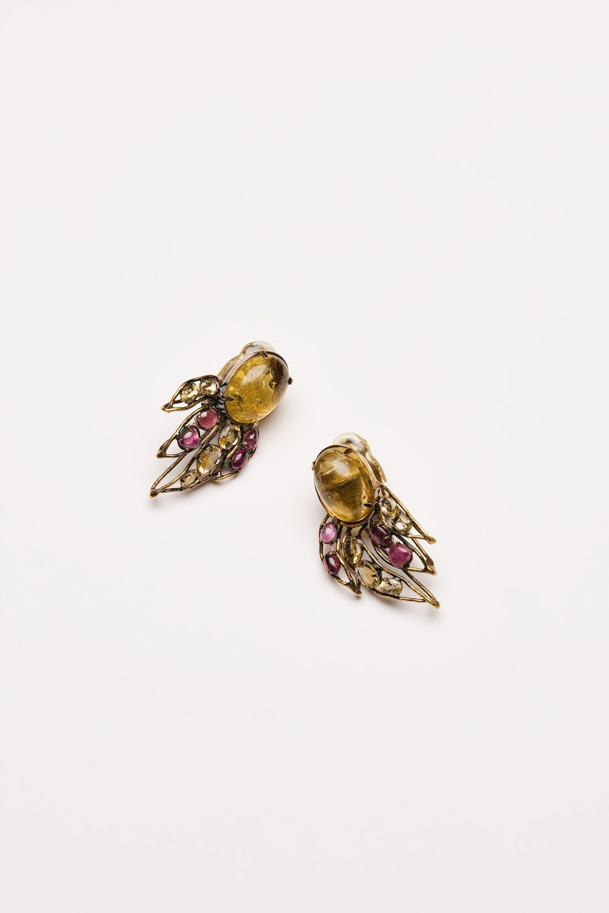 Vintage Costume Jewelry | Iradj Moini – Earclips Tourmaline