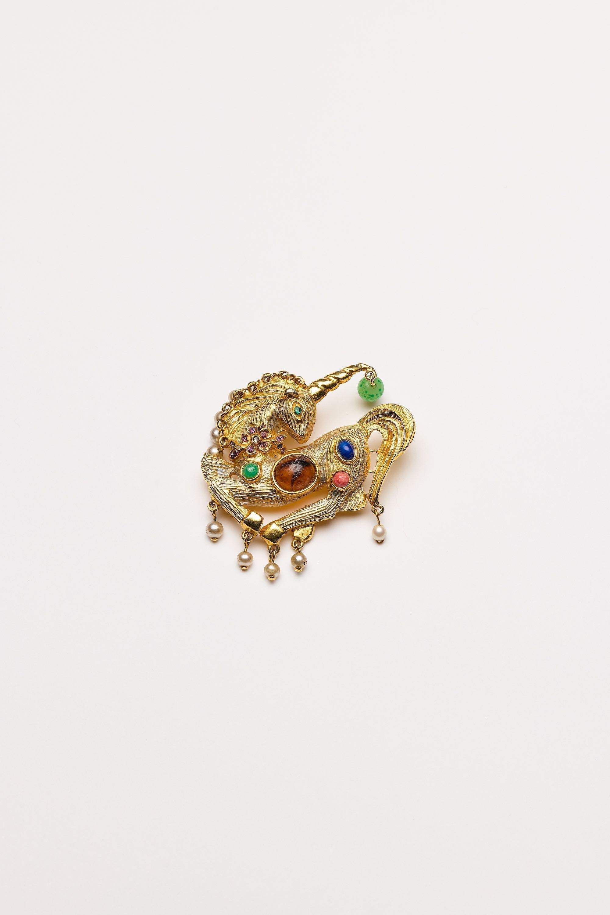Vintage Costume Jewelry | Kenneth Jay Lane - Brooch Unicorn