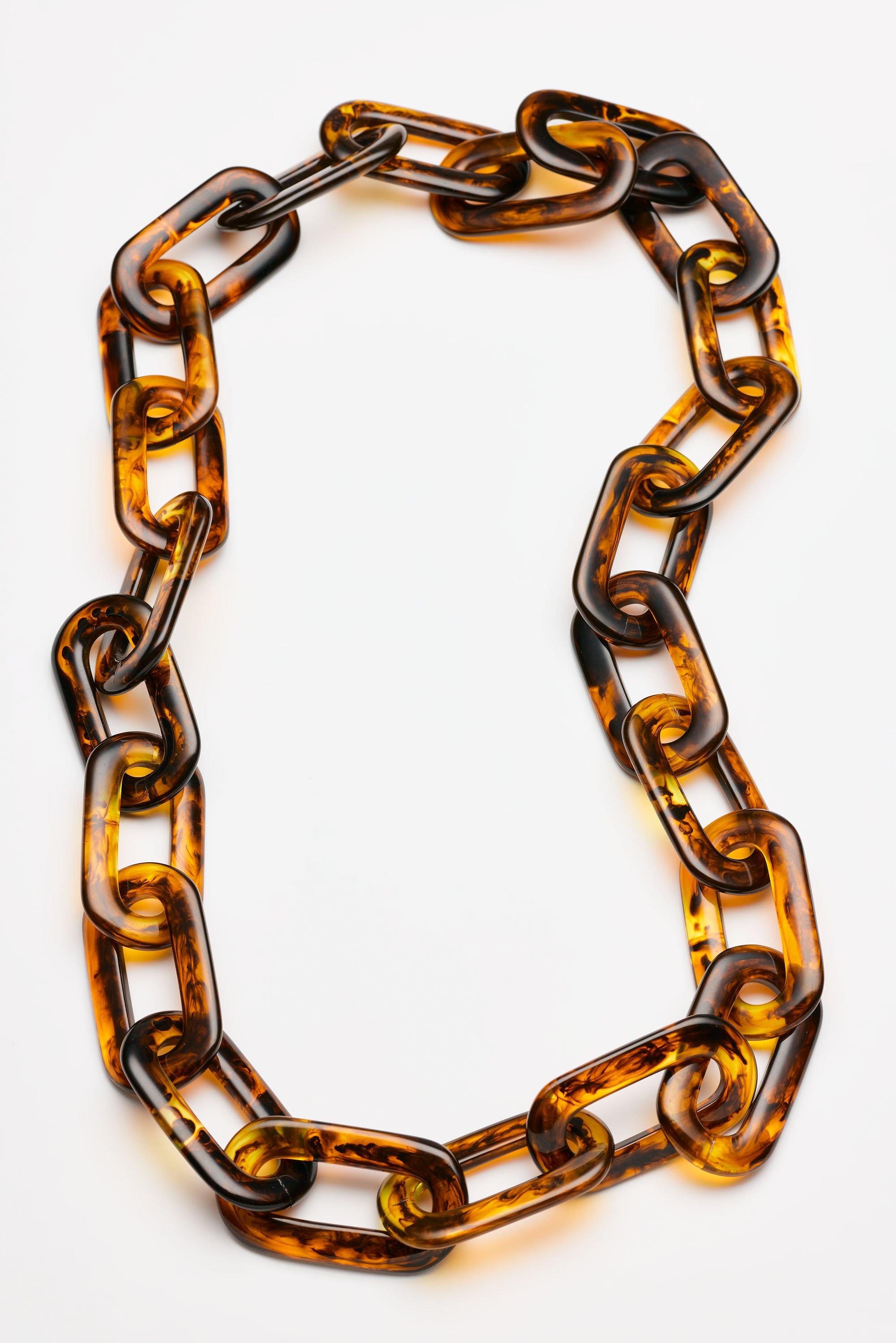 Vintage Costume Jewelry | Necklace Paperclip (Faux Tortoise)